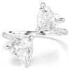 Mesmera Open Ring Heart Cut, Pavé, White, Rhodium Plated