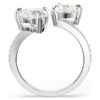 Mesmera Open Ring Heart Cut, Pavé, White, Rhodium Plated