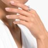 Mesmera Open Ring Heart Cut, Pavé, White, Rhodium Plated