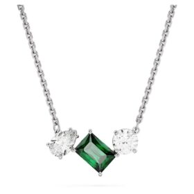 Mesmera Pendant Mixed Cuts, Green, Rhodium Plated