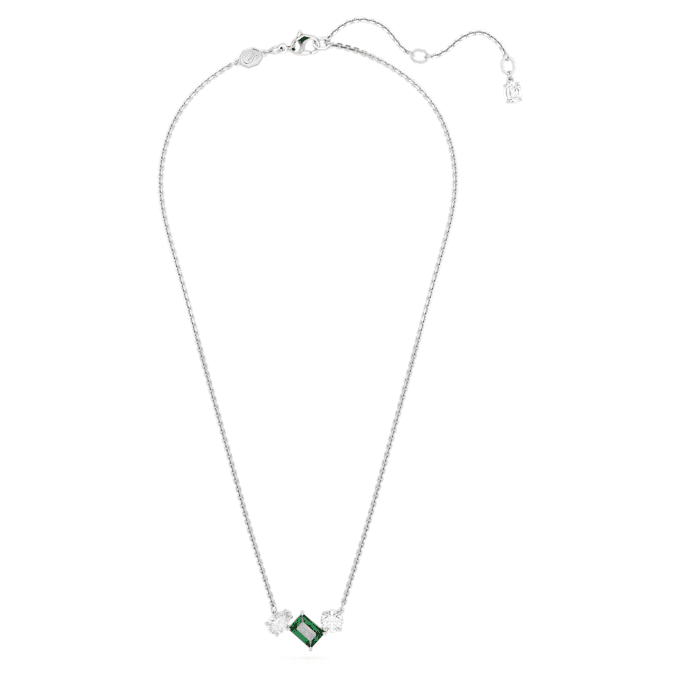 Mesmera Pendant Mixed Cuts, Green, Rhodium Plated Mesmera Pendant Mixed Cuts, Green, Rhodium Plated