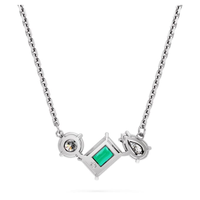 Mesmera Pendant Mixed Cuts, Green, Rhodium Plated Mesmera Pendant Mixed Cuts, Green, Rhodium Plated