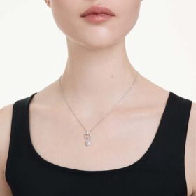 Mesmera Pendant Pear Cut, White, Rhodium Plated