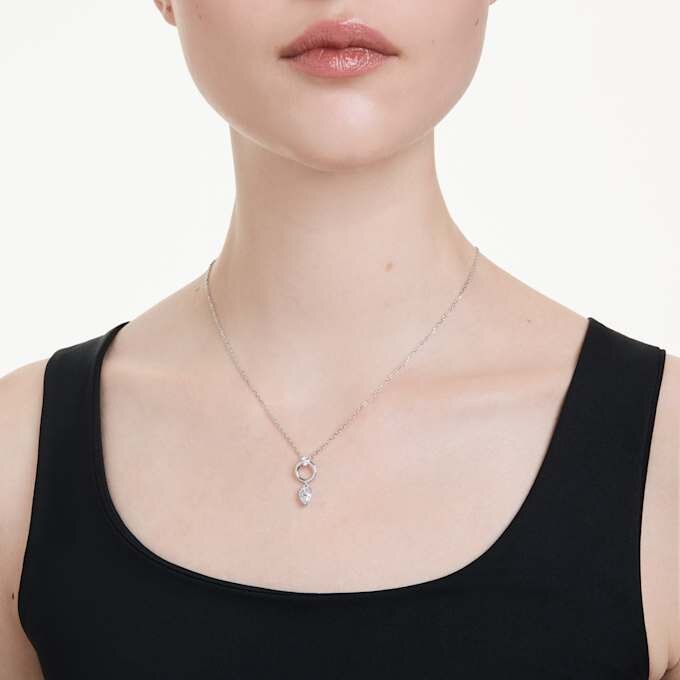 Mesmera Pendant Pear Cut, White, Rhodium Plated Mesmera Pendant Pear Cut, White, Rhodium Plated