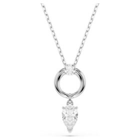 Mesmera Pendant Pear Cut, White, Rhodium Plated