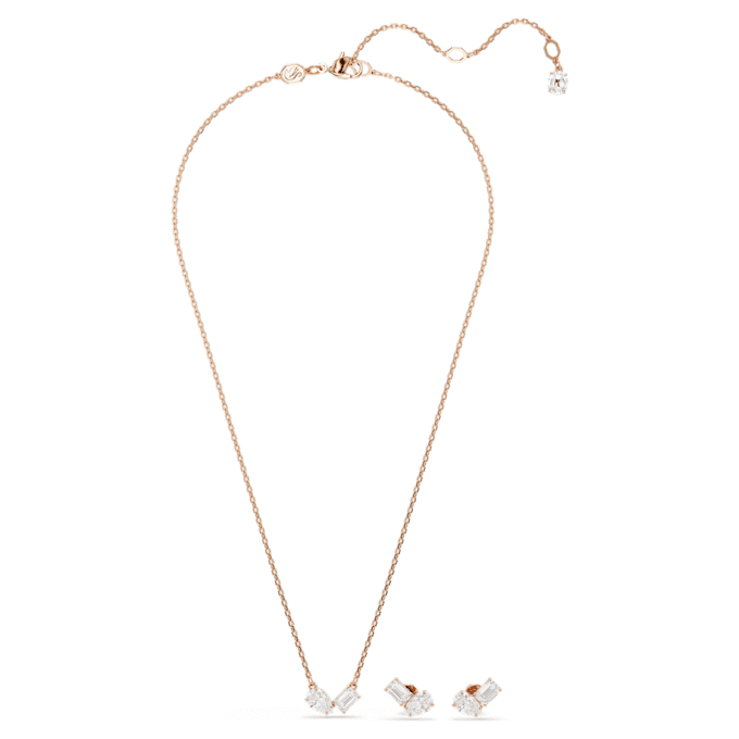 Mesmera Set Pear Cut, Octagon Cut, White, Rose Gold-Tone Plated Mesmera Set Pear Cut, Octagon Cut, White, Rose Gold-Tone Plated