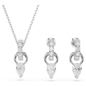 Mesmera Set Pear Cut, Round Cut, White, Rhodium Plated