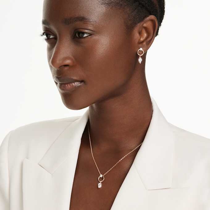 Mesmera Set Pear Cut, Round Cut, White, Rose Gold-Tone Plated Mesmera Set Pear Cut, Round Cut, White, Rose Gold-Tone Plated