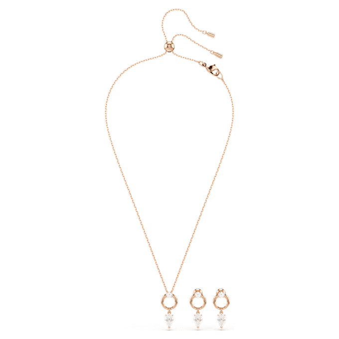 Mesmera Set Pear Cut, Round Cut, White, Rose Gold-Tone Plated Mesmera Set Pear Cut, Round Cut, White, Rose Gold-Tone Plated