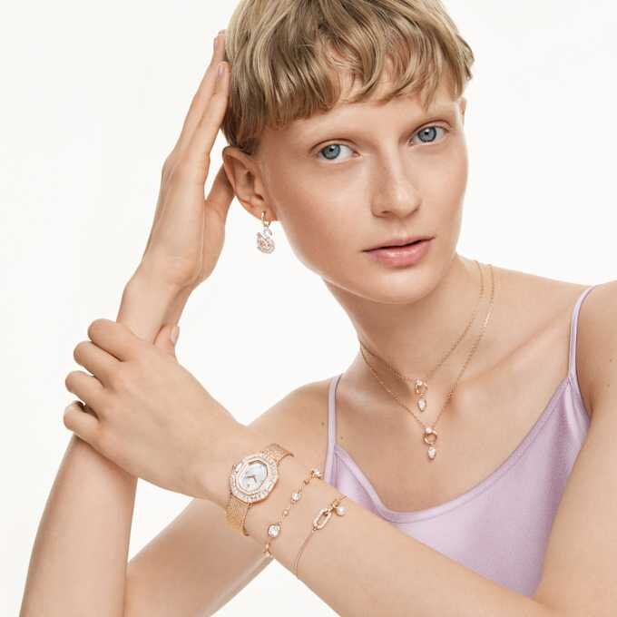Constella Bracelet Crystal Pearl, Round Cut, White, Rose Gold-Tone Plated Constella Bracelet Crystal Pearl, Round Cut, White, Rose Gold-Tone Plated