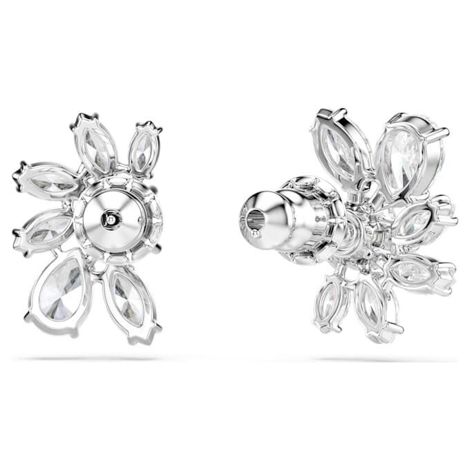 Mesmera Stud Earrings Mixed Cuts, Flower, White, Rhodium Plated Mesmera Stud Earrings Mixed Cuts, Flower, White, Rhodium Plated