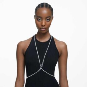 Millenia Body Chain Square Cut, White, Rhodium Plated