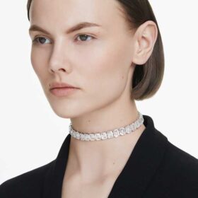 Millenia Choker Octagon Cut, White, Rhodium Plated