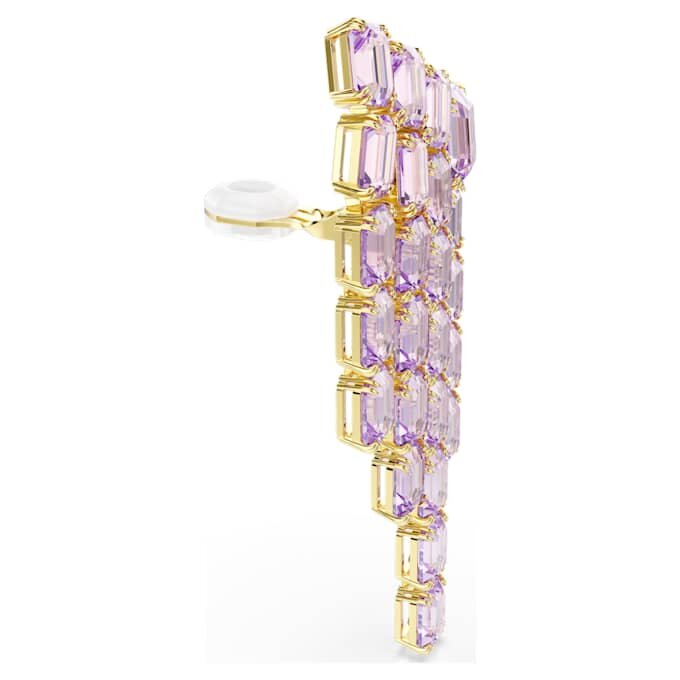 Millenia Clip Earrings Octagon Cut, Chandelier, Purple, Gold-Tone Plated Millenia Clip Earrings Octagon Cut, Chandelier, Purple, Gold-Tone Plated