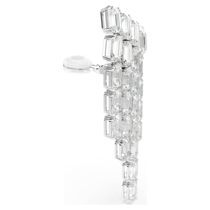 Millenia Clip Earrings Octagon Cut, Chandelier, White, Rhodium Plated Millenia Clip Earrings Octagon Cut, Chandelier, White, Rhodium Plated