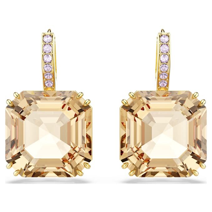Millenia Drop Earrings Mixed Cuts, Caramel, Gold-Tone Plated Millenia Drop Earrings Mixed Cuts, Caramel, Gold-Tone Plated
