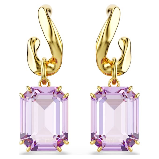 Millenia Drop Earrings Octagon Cut, Purple, Gold-Tone Plated Millenia Drop Earrings Octagon Cut, Purple, Gold-Tone Plated