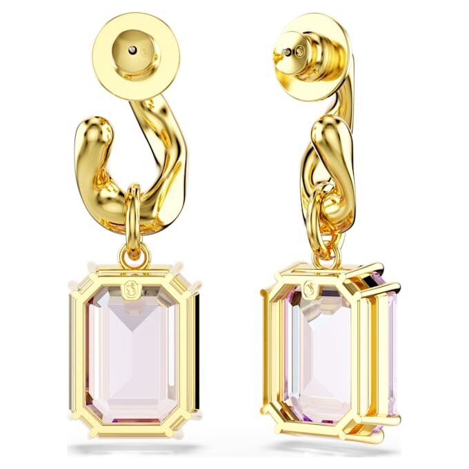 Millenia Drop Earrings Octagon Cut, Purple, Gold-Tone Plated Millenia Drop Earrings Octagon Cut, Purple, Gold-Tone Plated
