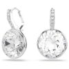 Millenia Drop Earrings Round Cut, White, Rhodium Plated