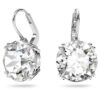Millenia Drop Earrings Round Cut, White, Rhodium Plated