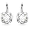 Millenia Drop Earrings Round Cut, White, Rhodium Plated
