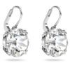 Millenia Drop Earrings Round Cut, White, Rhodium Plated