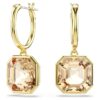Millenia Drop Earrings Square Cut, Caramel, Gold-Tone Plated