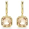 Millenia Drop Earrings Square Cut, Caramel, Gold-Tone Plated
