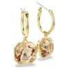 Millenia Drop Earrings Square Cut, Caramel, Gold-Tone Plated
