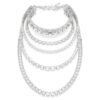 Millenia Layered Necklace Mixed Cuts, White, Rhodium Plated Millenia Layered Necklace Mixed Cuts, White, Rhodium Plated