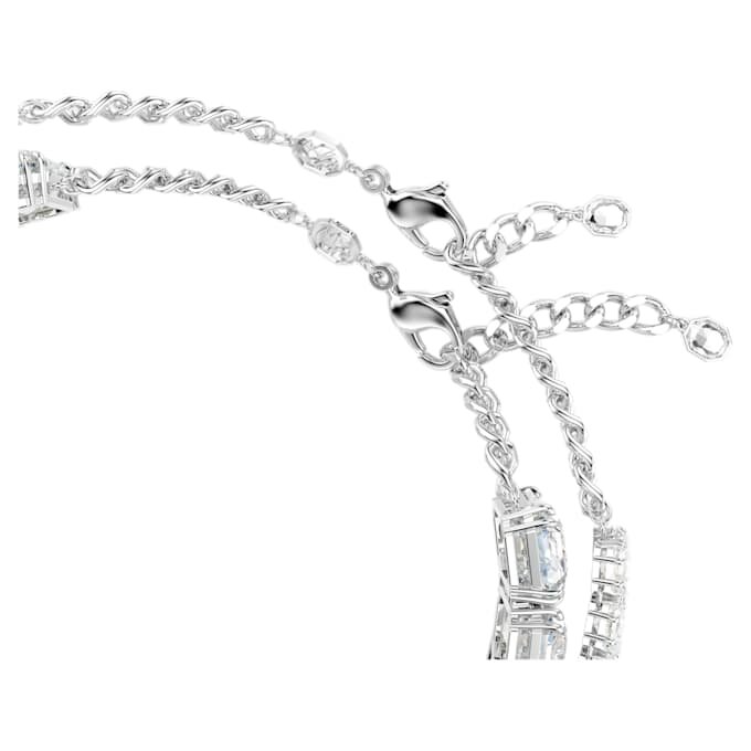 Millenia Layered Necklace Mixed Cuts, White, Rhodium Plated Millenia Layered Necklace Mixed Cuts, White, Rhodium Plated