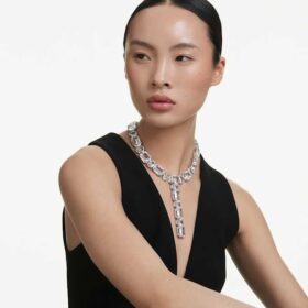 Millenia Necklace Mixed Cuts, White, Rhodium Plated