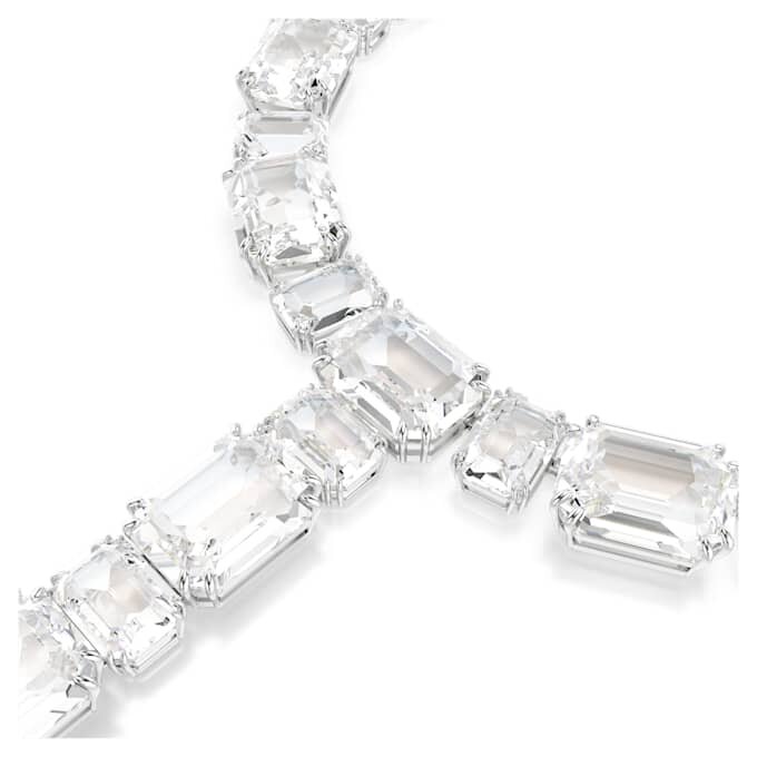 Millenia Necklace Mixed Cuts, White, Rhodium Plated Millenia Necklace Mixed Cuts, White, Rhodium Plated
