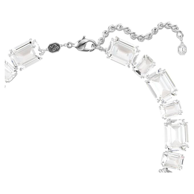 Millenia Necklace Mixed Cuts, White, Rhodium Plated Millenia Necklace Mixed Cuts, White, Rhodium Plated