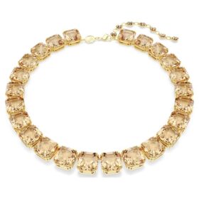 Millenia Necklace Octagon Cut, Caramel, Gold-Tone Plated