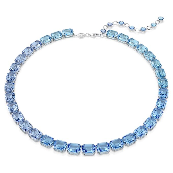 Millenia Necklace Octagon Cut, Color Gradient, Blue, Rhodium Plated Millenia Necklace Octagon Cut, Color Gradient, Blue, Rhodium Plated