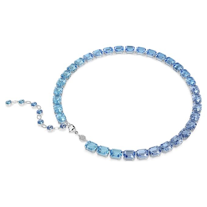 Millenia Necklace Octagon Cut, Color Gradient, Blue, Rhodium Plated Millenia Necklace Octagon Cut, Color Gradient, Blue, Rhodium Plated