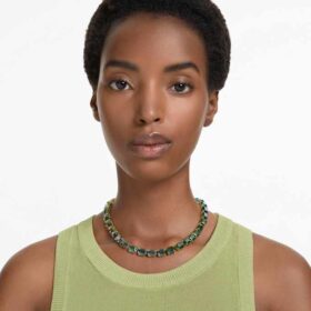 Millenia Necklace Octagon Cut, Color Gradient, Green, Gold-Tone Plated