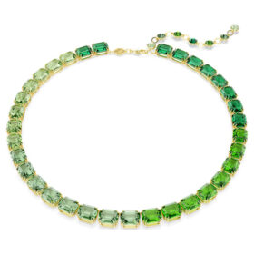 Millenia Necklace Octagon Cut, Color Gradient, Green, Gold-Tone Plated