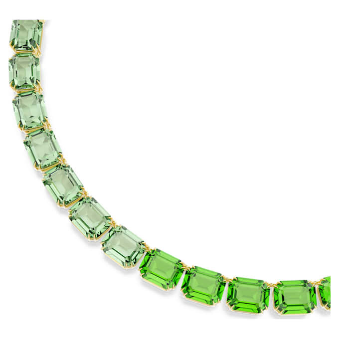 Millenia Necklace Octagon Cut, Color Gradient, Green, Gold-Tone Plated Millenia Necklace Octagon Cut, Color Gradient, Green, Gold-Tone Plated