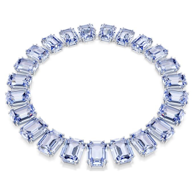 Millenia Necklace Oversized Crystals, Octagon Cut, Blue, Rhodium Plated Millenia Necklace Oversized Crystals, Octagon Cut, Blue, Rhodium Plated