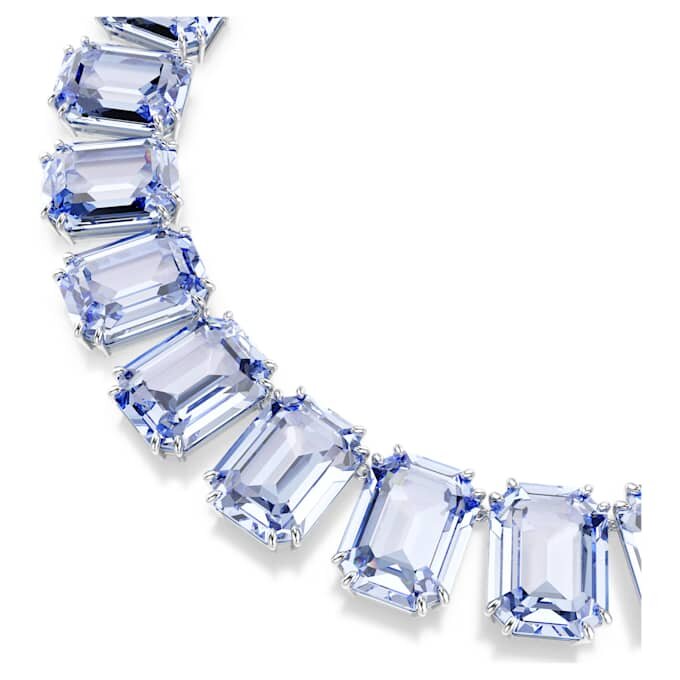 Millenia Necklace Oversized Crystals, Octagon Cut, Blue, Rhodium Plated Millenia Necklace Oversized Crystals, Octagon Cut, Blue, Rhodium Plated