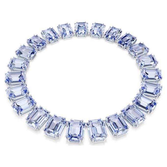 Millenia Necklace Oversized Crystals, Octagon Cut, Blue, Rhodium Plated Millenia Necklace Oversized Crystals, Octagon Cut, Blue, Rhodium Plated