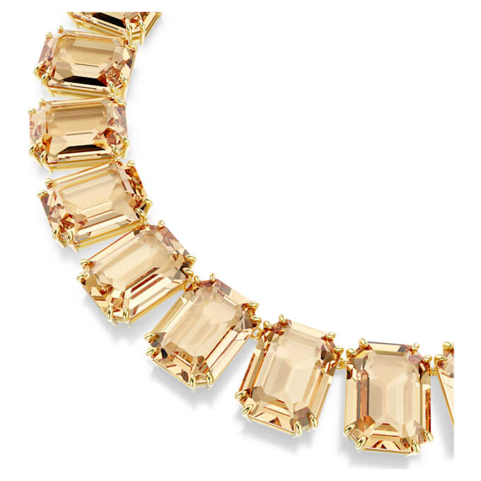 Millenia Necklace Oversized Crystals, Octagon Cut, Caramel, Gold-Tone Plated Millenia Necklace Oversized Crystals, Octagon Cut, Caramel, Gold-Tone Plated