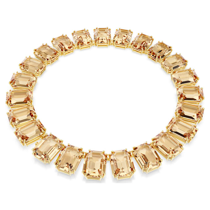 Millenia Necklace Oversized Crystals, Octagon Cut, Caramel, Gold-Tone Plated Millenia Necklace Oversized Crystals, Octagon Cut, Caramel, Gold-Tone Plated