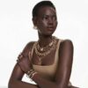 Millenia Necklace Octagon Cut, Caramel, Gold-Tone Plated Millenia Necklace Octagon Cut, Caramel, Gold-Tone Plated