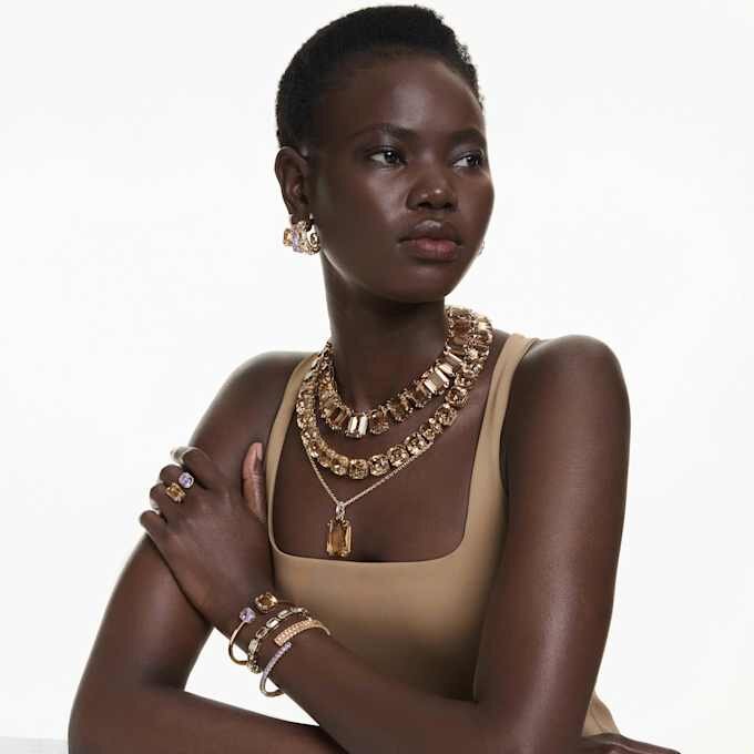 Millenia Necklace Octagon Cut, Caramel, Gold-Tone Plated Millenia Necklace Octagon Cut, Caramel, Gold-Tone Plated