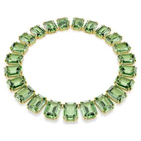 Millenia Necklace Oversized Crystals, Octagon Cut, Green, Gold-Tone Plated