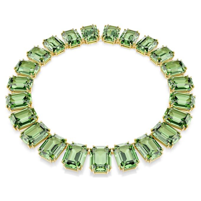 Millenia Necklace Oversized Crystals, Octagon Cut, Green, Gold-Tone Plated Millenia Necklace Oversized Crystals, Octagon Cut, Green, Gold-Tone Plated