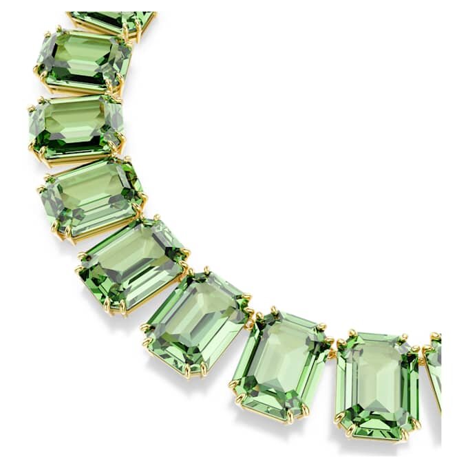 Millenia Necklace Oversized Crystals, Octagon Cut, Green, Gold-Tone Plated Millenia Necklace Oversized Crystals, Octagon Cut, Green, Gold-Tone Plated